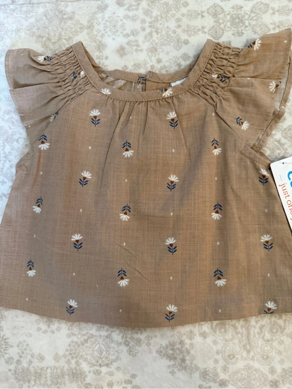 Carter's Baby Brown Floral Two-Piece Set with Cream Bodysuit 3 Piece Set